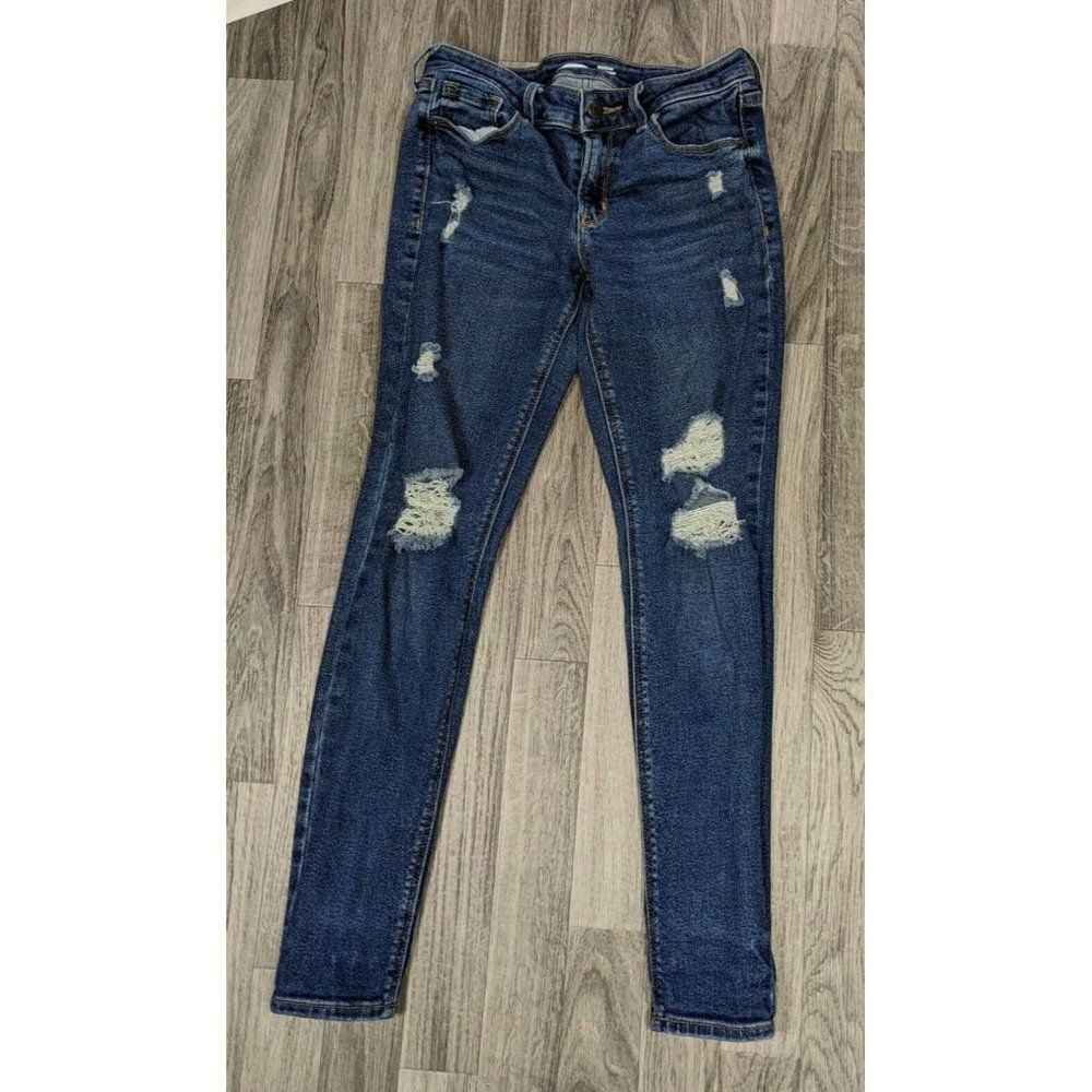 (3/$35) Old Navy Distressed Rockstar Super Skinny Mid Rise Denim Blue Jeans